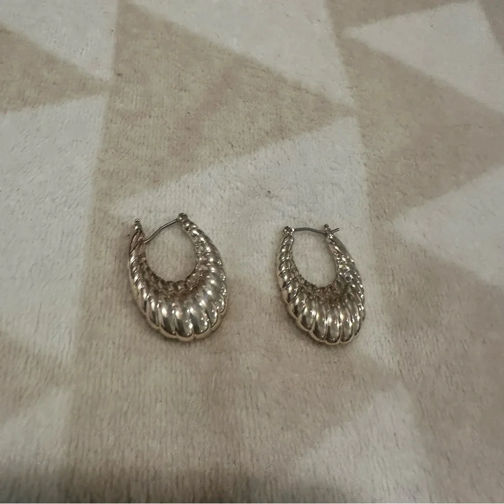 J crew Gold textured hoop earrings